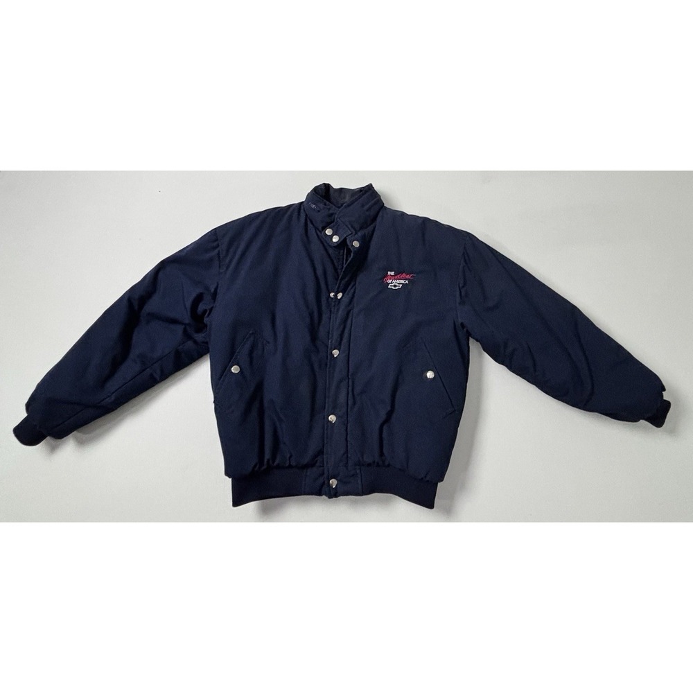 Norman Todd Heartbeat of America Chevy‎ Puffer Coat Mens M 1980s with Hood